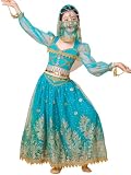 ZYACTU Girls Aladdin Jasmine Princess Dress Up Party Belly Dance Halloween Performance Costumes Cosplay Outfits 013 Tag S,Blue Green