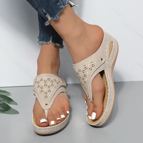 Jfxgjuv Luxelution Sandals, Breathable Mesh Sports Sandals with Non-Slip Sole, 2024 New Women’s Platform Wedges Thick-Soled Flip-Flops Sandals3