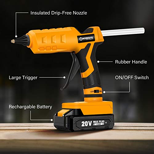 image for Hot Glue Gun, 20V Cordless Glue Gun Full Size with 12 Pcs Glue Sticks 