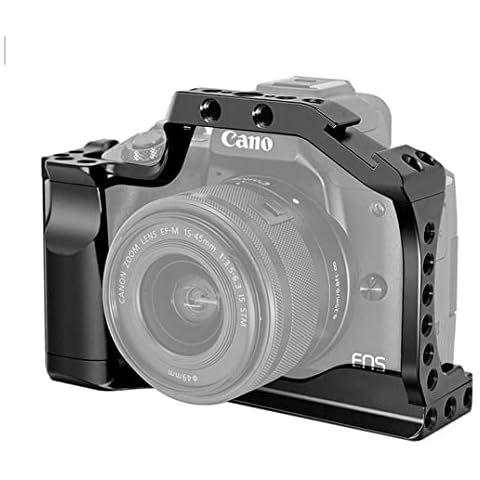 ALILUSSO Camera Cage for Canon EOS M50 /M50 II /M5,1/4 3/8 Inch Screw Holes, Cold Shoe and Arri Locating Hole,Aluminium Alloy Photography Shooting Vlog Cover
