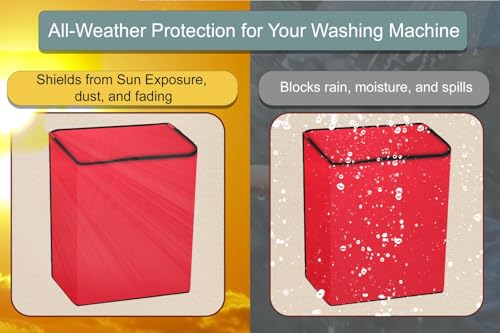 Image of Stylista Waterproof and Dustproof Polyester Washing Machine Cover Compatible for Godrej 7 Kg Semi-Automatic Top Loading WS EDGE CLS 70 5.0 PN2 GPGR, Red