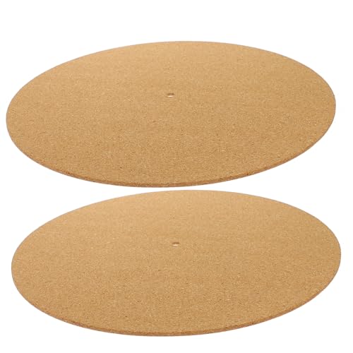 BESPORTBLE 2pcs Cork Turntable Mat Vinyl Record Protective Slipmat for Phonographs Home Recorder Mat Reduces Vibration and Scratches Compatible with Record Players