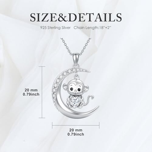 Image of PROESS Animal Birthstone Necklace 925 Sterling Silver Otter /Axolotl /Hippo /Elephant /Dachshund /Monkey /Red Panda Pendant Necklace Animal Birthstone Jewelry Gifts for Women