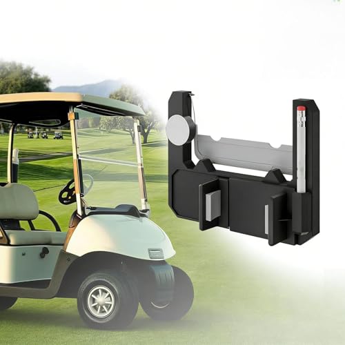 Golf Cart Steering Wheel Cell Phone Mount 360 Adjustable Smartphone Holder for Golf Cart Non-Slip Flip Up Universal Golfs Scorecard Phone Holder Compatible With Club Car/EZGO/Yamaha Models (Black)