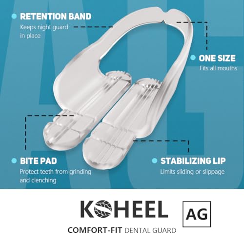 KOHEEL AG Adjustable Mouth Guard for Teeth Grinding & Clenching, Thin & Comfort-Fit Dental Guard for Sleeping, TMJ Relief & Bruxism, One Size Fits All (12 Count)