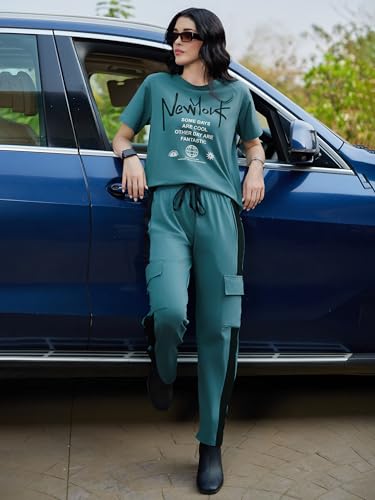 Image of ZEYO Night Suit for Women's Typography Printed Night Dress of Top and Pyjama