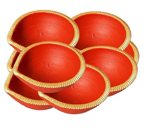 Image of Pure Source India Terracotta Handmade Decorative Diya's, 3 Inch, 4 Pieces, Multicolor