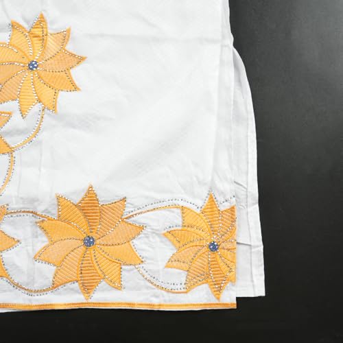 Image of HD African Bazin Riche Maxi Dress for Woman Traditional Embroidery Dashiki Dresses with Head Wraps
