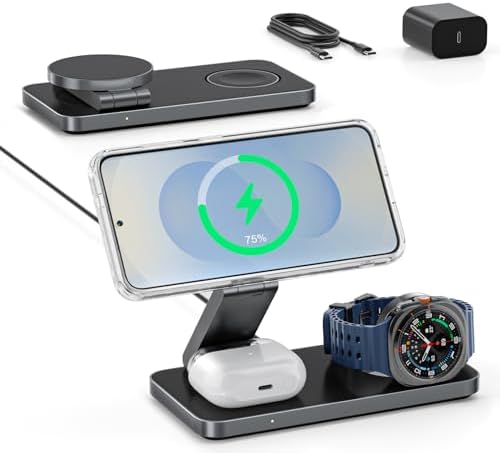 Station de Charge 3-en-1 pour Samsung, Chargeur sans Fil magnétiq...