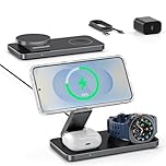 3 in 1 Wireless Charging Station for Samsung S26 Ultra/S26+/S26, Magnetic Charger Stand Compatible with Magsafe for Galaxy S25/S24/S23/Z Fold/Flip Series, Galaxy Watch Ultra/8/7/6/5, Buds Pro/4/3/2