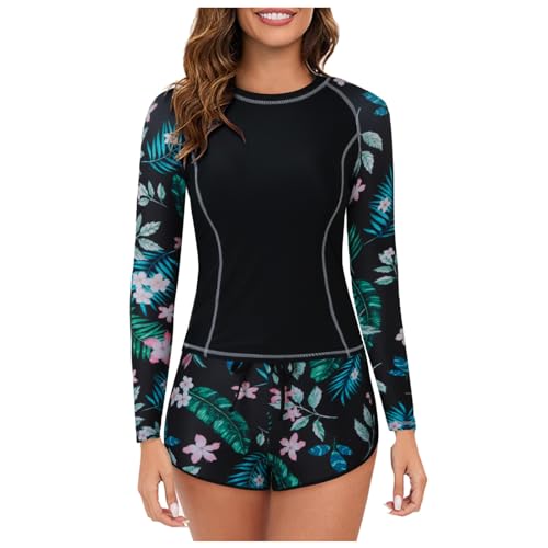 Maillot de bain deux pièces manches longues femme shorty protecteur et haut avec brassière