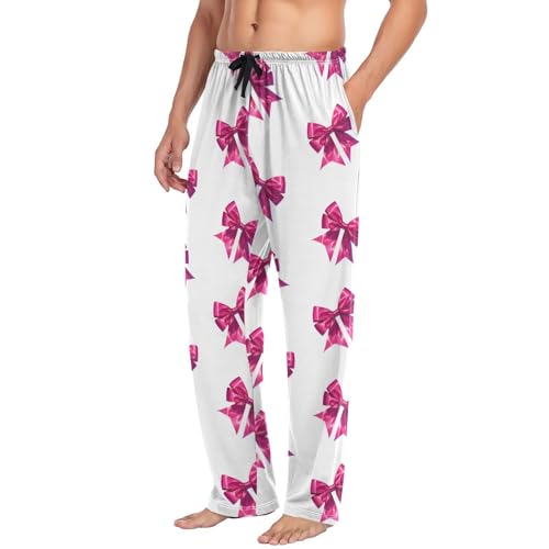 Men's Pajama Pants Rose Red Bows Sleep Pajama Lounge Pant with Pockets, Elastic Waistband4