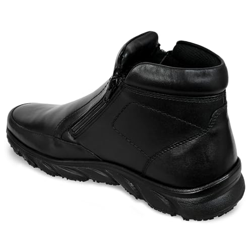 Image of Allen Cooper Genuine Premium Leather Luxury Memory Foam High-Top Boots Shoes For Men(ACBS-CR250701,Black,Size-5,6,7,8,9,10,11,12,13,14)