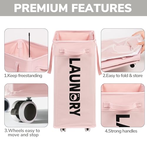 Goodpick-Pink-Laundry-Baskets-with-Wheels-2-Pack-75L-Rolling-Laundry-Basket-with-Removable-Wash-Bags-Large-Laundry-Hamper-for-Corner-Dorm-Collapsible-Laundry-Basket-on-Wheels