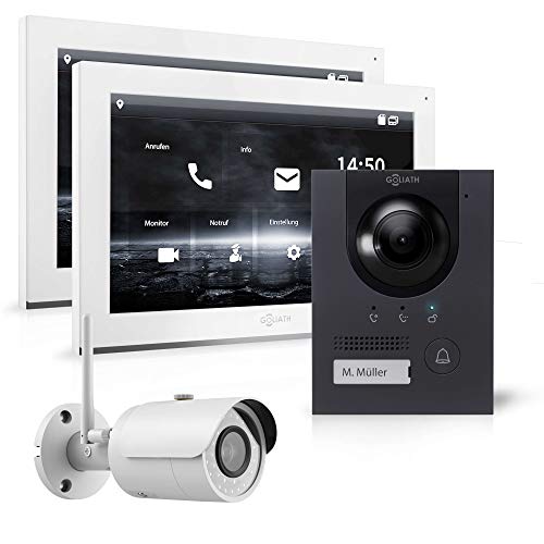 Goliath Hybrid | IP | Full-HD Video Türsprechanlage | App | 1-Fam | 2 x Full-Touchscreen 25,4 cm (10) | Aluminium Unterputz Türstation | 180° Ultra-Weitwinkel | AV-IPS-128