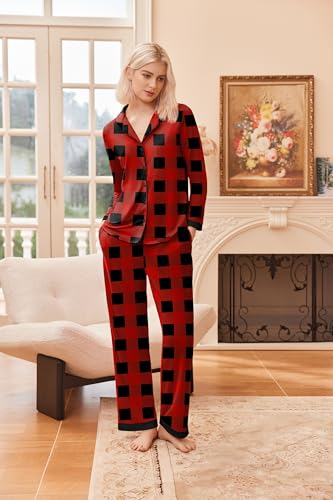Ekouaer Womens PJ Set Long Sleeve Lounge Set Button Down Loungewear - image 2