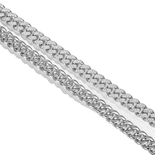 Feel Style Iced Out Cuban Bracelet 8.5 Inch Bling Zirconia Cuban Miami Chain Bangle Jewelry For Men Women Hip Hop Bracelets Jewelry #TOP3