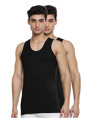 Image of RAMRAJ COTTON Men's Undershirt Vest|Inner Wear Banian|Light Cotton| Black Scoop Neck Sleeveless