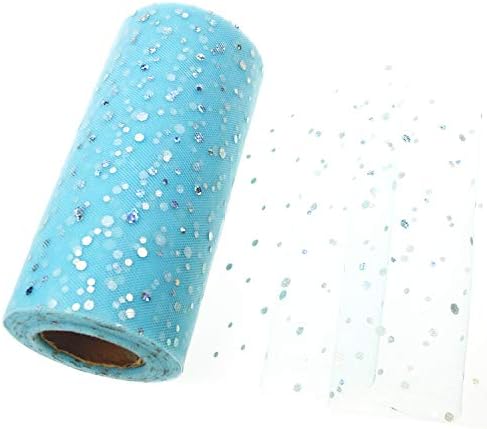 Lumeiy Tulle Roll Glitter Sequin Spool Tutu Wedding Christmas Party Birthday Decoration Gift Craft Supplies (Blue)
