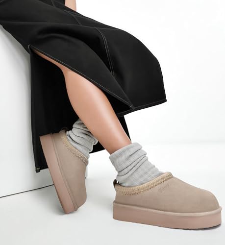 Image of FITORY Women's Suede Slipper Platform Short Mini Boots for Winter