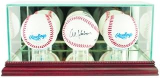 Perfect Cases TRBSB-C Triple Baseball Display Case44; Cherry