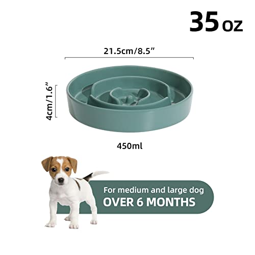 Havniva Ceramic Slow Feeder Dog Bowl, 1.5 Cups Dog Slow Feeder For Medium Breed, Anti-Gulping, Pet Slower For Fun, Stop Bloat, Preventing Choking (Dark Green, 8In Bowl) #TOP1