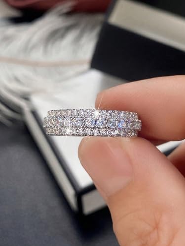 Moissanite Engagement Rings Three Stone Vintage Style Jewelry3