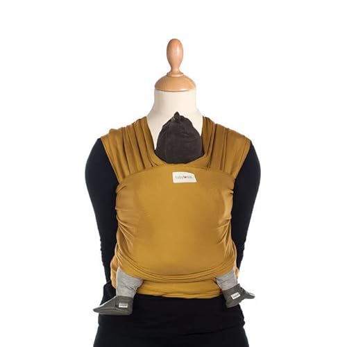 Babylonia Baby Carriers | Tragetuch Baby | Babytrage Neugeborene ab Geburt | Baby Carrier | 100% Bio-Baumwolle | Tricot Slen | One size | Amber Gold Cover