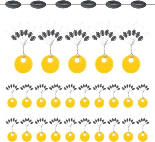 180 Stück Gummistopper Angeln 6 in 1, Schnurstopper Angeln Bobber Stopper Gummiperlen Kleine Forellen Stopper für 0.2–0.28mm Linie und Sinker Stops Oval für Forellenangeln, Fischen in Flüssen, Seen