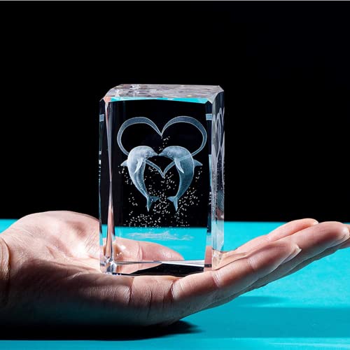 Natureman 3D Laser Crystal With Gift Box, 50X80Mm Crystal Paperweight, Unique Anniversary Birthday Christmas Valentines Wedding Giftl (Dolphin) #TOP3