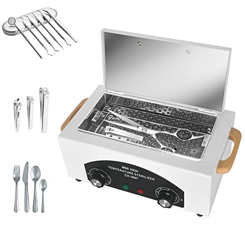 High Autoclave Sterilizer Metal Tool Cleaning Box Dry Heat Sterilizer with Timing Nails for Manicure Pedicure Scissors Tool towel Disinfection cabinet Spa Hair Beauty Salon Equipment UK Plug