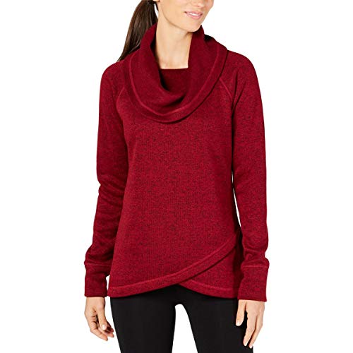 Ideology Womens Cowl Neck Fleece Pullover Sweater Red S