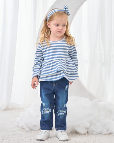 Image of SODLON Baby Girl Clothes Toddler Girls Fall Winter Top Jeans Outfits 9M-5T