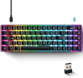 KUIYN AK692 Bluetooth/Wireless/Wired Keyboard, Customized Hot Swappable Keyboard with 18 RGB Light up, Programmable Mechanical Keyboard, 4000mAh Rechargable, 69 Keys, Numeric Pad, for PC/PS/Xbox Black