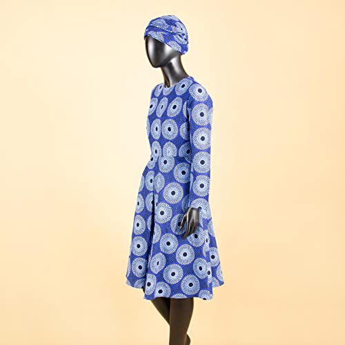 Image of African Dashiki Dresses for Women Party Flower Floral Fashion Culture Vintage+Headwrap 35x45 inch