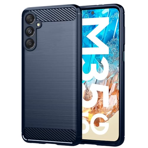 TheGiftKart Rugged Shockproof Back Cover Case | Total Camera Protection | Anti-Fingerprint Finish | Stylish 360 Degree Protection Back Cover Case for Samsung M35 (TPU, Blue)- Best and cheap mobile covers in India