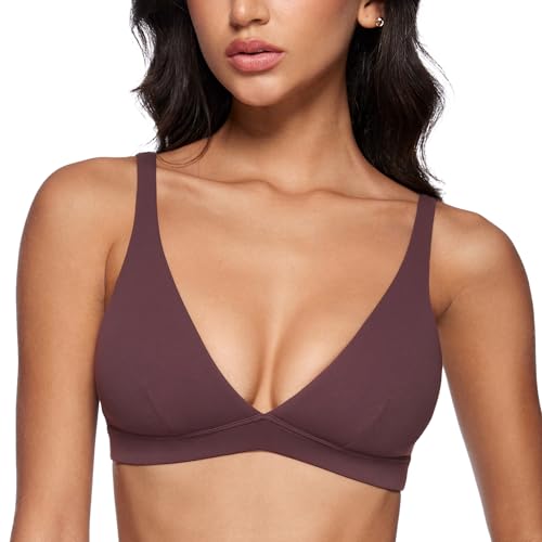 Image of INGIA Deep V-Neck Sports Bra Padded U Back Yoga Workout Bra | Low Impact, Fitness, Yoga, Wireless, Workout, Contour, Crop Top, for Women