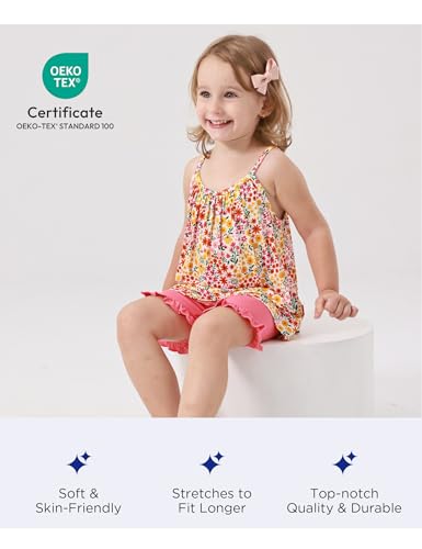 Image of Toddler Kid Girls Summer Outfits Sleeveless Shirt and Ruffled Shorts Set, Viscose from Bamboo