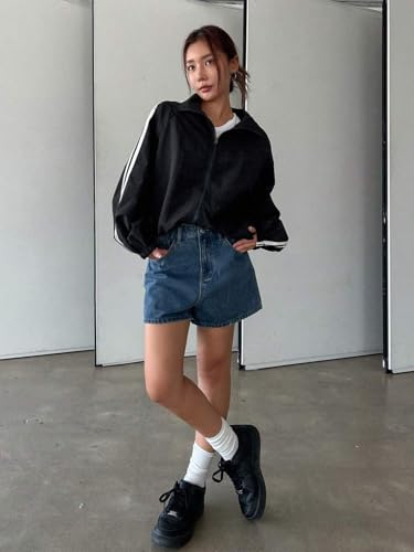 Image of Modern Zip Zipper Jacket,Bomber Jacket,Women Casual Jacket,Jacket18,Zipper Jacket For Women. (IN, Alpha, S, Regular, BLACK)