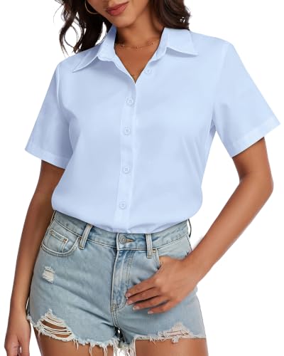 Image of Women Hawaiian Shirt Button Down Summer Tops Beach Short Sleeve Blouse