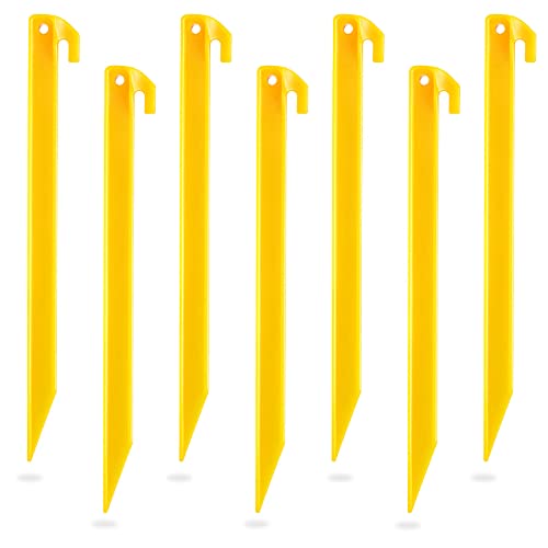 Sumind 24 Pcs Plastic Tent Stakes 12 Inches Yellow Hook Pegs by Sumind - Used condition - US$16.52