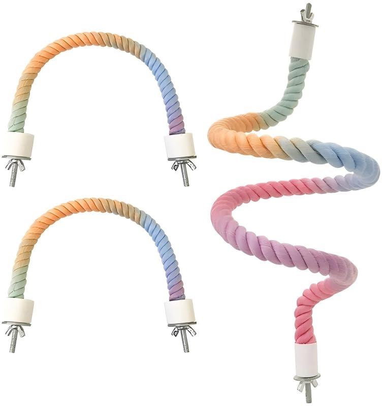 3Pcs Rope Perches for Bird Cages, Rope Perch for Parrots, Cockatiels & Parakeets, Bird Cage Accessories
