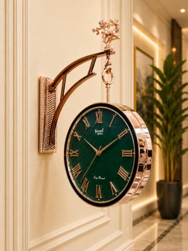 Image of Double-Sided Station Victorian Style Clock, Retro Watch Railway Design, Plastic Frame, Vintage Wall Decor for Home, Cafe, Office and Decorative Item Bedroom Hostel Living