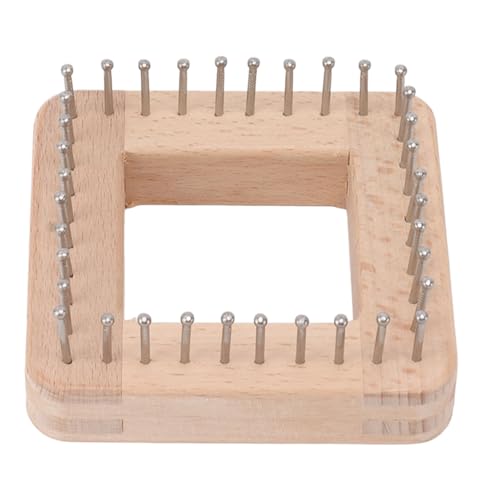 YAOGOHUA Mini Square Knitting Tool with Hooks Wooden Crochet Board for Weaving Mat Hairband Blanket Sock (L)