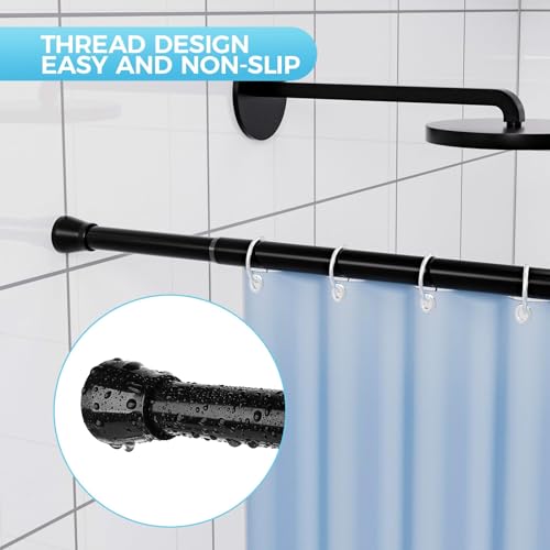 Zipglo Spring Tension Rod Shower Curtain Rod 30 to 64 Inches 2PCS, Black Expandable Tension Rods for Window Wardrobe Doorway Kitchen - Thumbnail 5