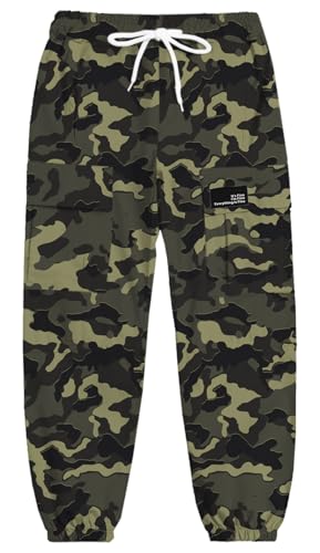 Image of Cromoncent Girls & Womens Camo Print Cargo Pants Outdoor Lightweight Jogger Baggy Pants, 6 Years - XX-Large
