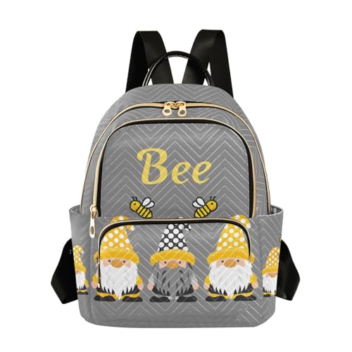 Image of Mini Backpack Gnome Bees Fashion Backpack Purse for Women,Handbag Shoulder Bag Casual Daypack, Ladies Gift for College Work(S)