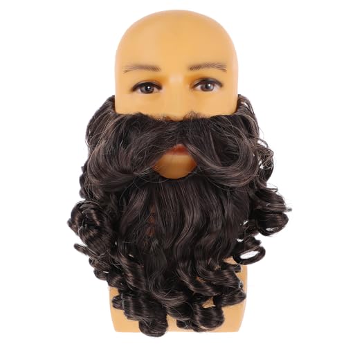Fake Moustache Brown Fake Beard Curly Wizard Beard Costume Novelty Mustache for Masquerade Party Fiesta Party Birthday Performance - Image 7
