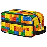 PATTERNFUL Colorful Building Blocks Travel Toiletry Bag for Kids, Waterproof Hanging Wash Bag Dopp Kit for Boys Shaving Bag for Toiletries Accessories