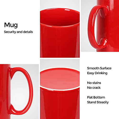 SHOWFULL Extra Large Coffee Mugs, 22 OZ Coffee Mug Set of 2, Smooth Ceramic Boss Cups, Big Capacity and Large Handle, for Dad Men Red - Image 3